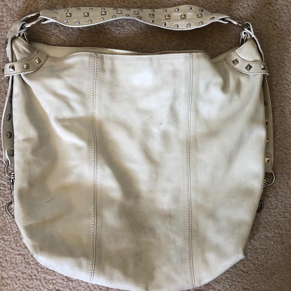 Caterina Lucchi white leather studded hobo bag